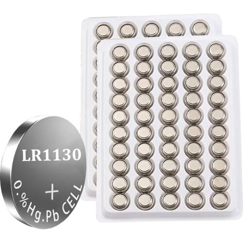 100PCS Button Coin Cell Battery AG10 1.5V Watch Batteries SR54 389 189 LR1130 SR1130 Toys Control Remote Drop Shipping