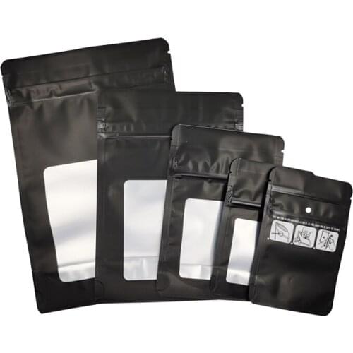 1000pcs/lot Matt Black Stand up Paper Frosted Window Bag Snack Cookie Tea Coffee Packaging Bag Doypack Paper Gift Window Pouches