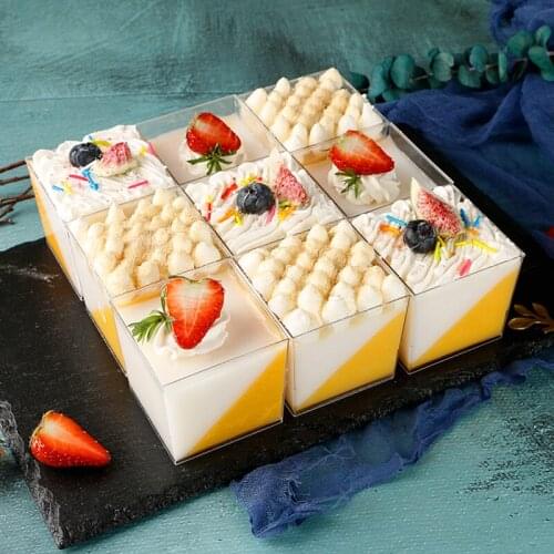 12/24/36pcs 70ml Mini Square Dessert Cups Reusable Plastic Yogurt Mousses Appetizer Cups Dessert Container Party Supplies