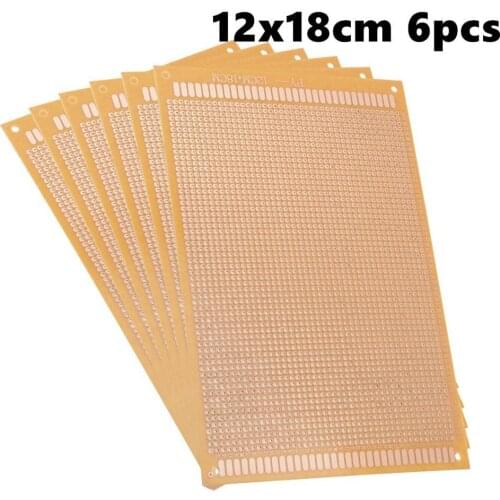 12x18cm Single Sided Universal Paper Printed Circuit Board Thickness 1.3mm for DIY Soldering Brown 6pcs