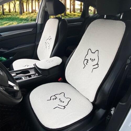 2021 Winter Plush Four Seasons Ins Cartoon Lamb wool Pig Rabbit Seat Cover Three-piece Car Seat Cushion Universal