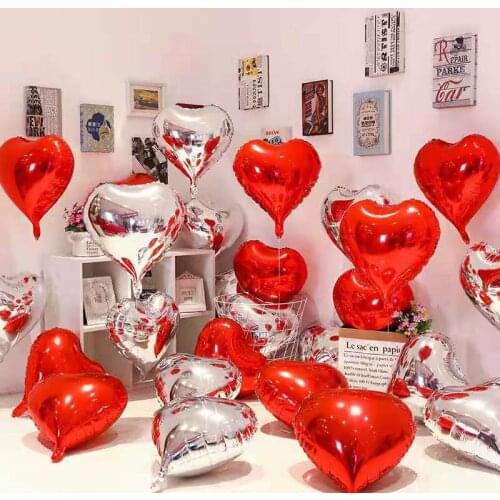 24 Inch Gold Red Heart Shaped Aluminum Foil Film Balloon Wedding Birthday Balloon Engagement Celebration Party Decoration