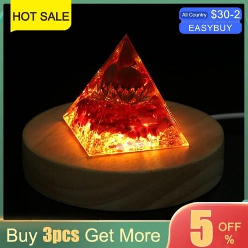 Orgonite Pyramid Healing Crystals Energy Reiki Chakra Multiplier Stone Crafts EMF Protection Lucky Gather Wealth Stone Ornament