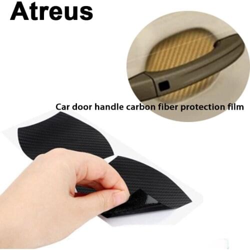 Atreus 4pcs Car Door Handle Carbon Fiber Stickers Decal For Lexus Honda Civic Opel astra h j Mazda 3 6 Kia Rio Ceed Volvo Lada
