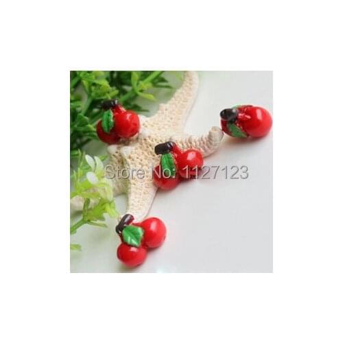 Free shipping!!!30pcs 9x15x12mm Lovely, mini simulation resin red cherry Stuffings For DIY Glass Globe necklace