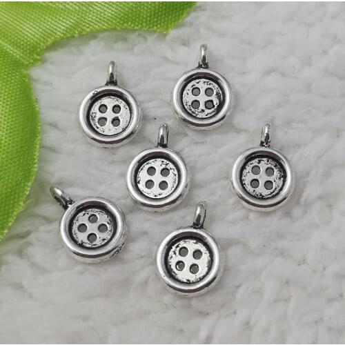 Free Ship 480 pcs Antique silver button charms pendant 13x9mm