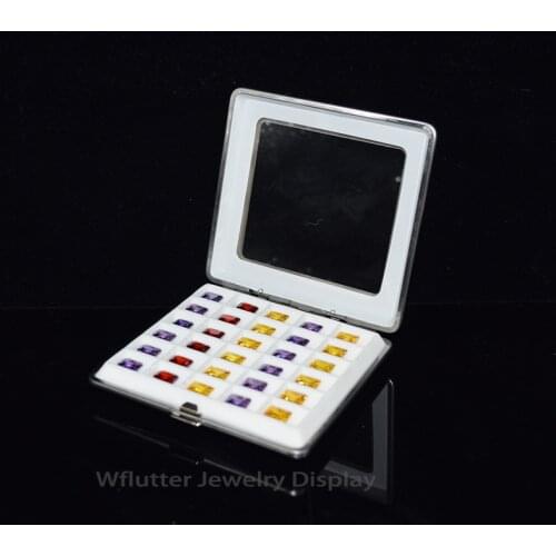 Fashion Leatherette Gem Storage Case 30 Grids Diamond Box Pendant Bag With Black White Silica Gel Pad Gemstone Holder