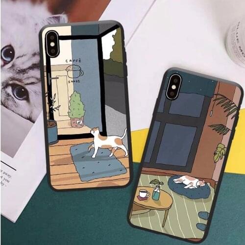 Applicable Iphonexsmax Couples Phone Case 8 Soft 6 S/7 Plus All Edges Included Apple XR Illustration Cat Puppy