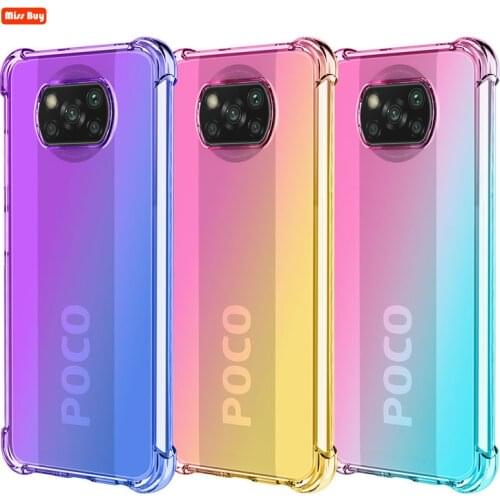Ultra Slim Double Color Gradient Cases For Xiaomi POCO X3 NFC Case Cover Silicone Shockproof Funda For Xiaomi POCO X3NFC Coque