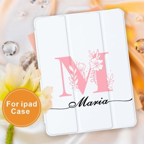 Custom Name Flowers Letters For iPad Air 4 Case 2020 iPad 10.2 Case 7 8th Generation iPad 9.7 5 6th Cover 10.5 Air 1 2 Mini 5 4