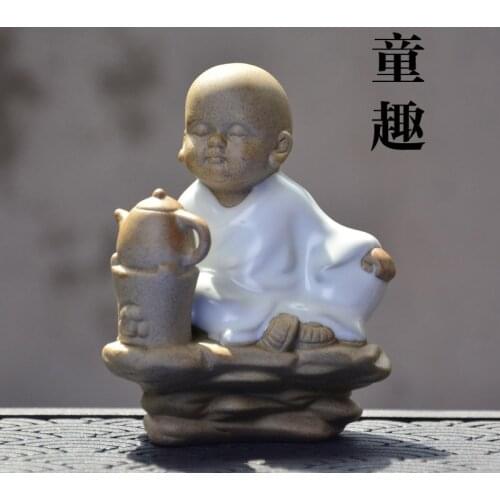 Ruyao little monk tea pet play ornaments creative childlike tea making Xiao Sha Mi Kung Fu tea set tea ceremony accessories