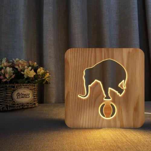 New Elephant Playing Ball Acrobatic Wood Desk Lamp Bedroom Bedside Lamp lamp for bedroom