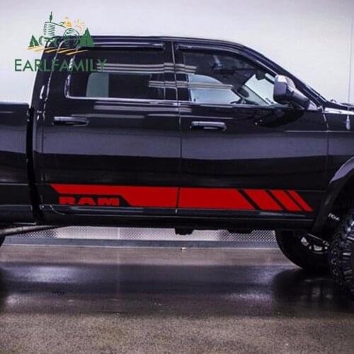 EARLFAMILY 100cm x 7.6cm 2x Side Stripe Decal Graphic Body Kit Car Sticker for Dodge Ram Hemi Grille Tail Light Cover Car Decor