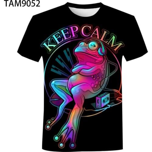 Funny frog anime T-shirt, interesting graphics can be parent-child children’s tops, summer T-shirts, short-sleeved 3D cartoon sh