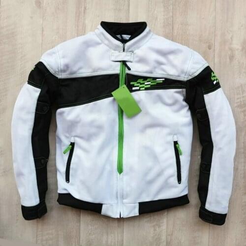 Mountain Bicycle Racing Jacket For Kawasaki Motorbike Street Moto Riding White Jacket With Protector