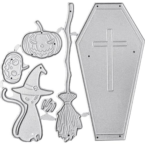 Halloween Witch Broomstick Metal Cutting Dies Stencil Scrapbooking DIY Album Stamp Paper Card Mold Embossing Decoration Craft