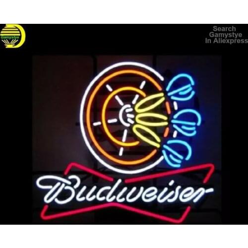Custom Budweiser Darts Beer Bar Glass Neon Light Sign Game Room Decor Pub Light Beer Bar Glass Lamp Club Sign Wall Iconic Lights