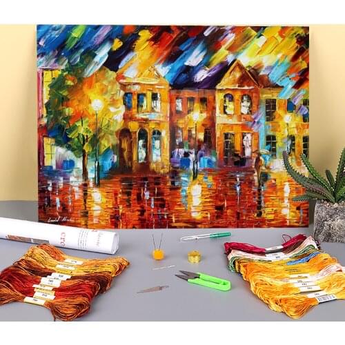 Rain Emotions Pre-Printed 11CT Cross-Stitch Embroidery Patterns DMC Threads Handiwork Painting Hobby Sewing Package Jewelry