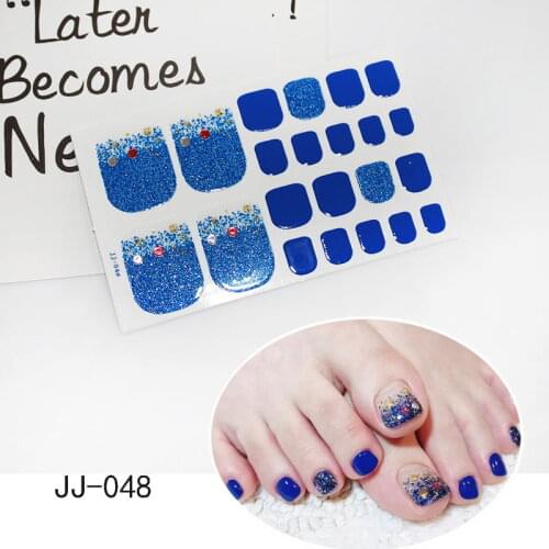 1Sheet Adhesive Toe Nail Sticker Glitter Summer Style Tips Full Cover Toe Nail Art Supplies Foot Decal for Women Girls Drop Ship