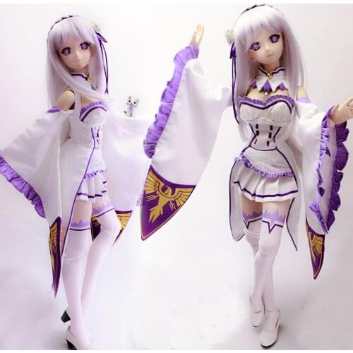 Accept Custom COS Re:Life in a different world from zero Emilia Cosplay Suit For 1/3 BJD SD DD DDL Doll Clothes