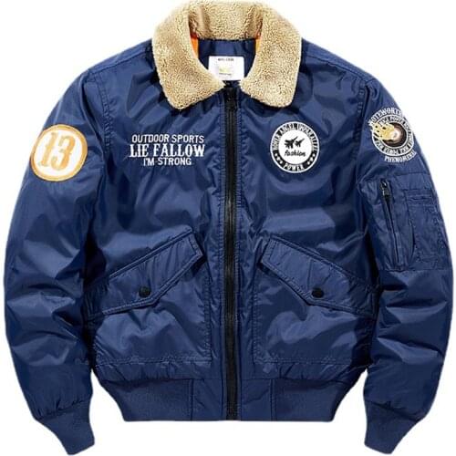 Flight Pilot Jackets Fashion Hip Hop Streetwear Embroidery Red Army Black Yellow Windproof Bomber Jacket Men Cotton Liner Coat