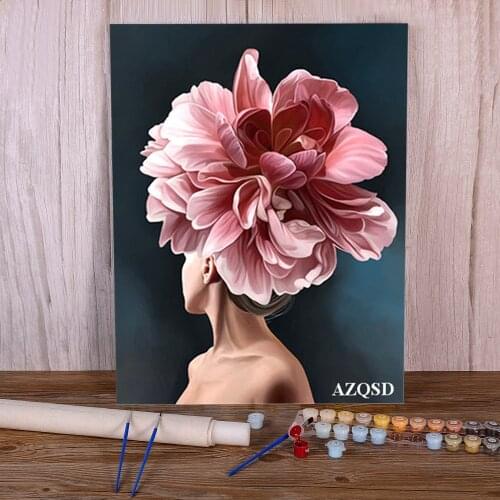 Abstract Beautiful Flower Women Modern Painting By Numbers Complete Kit Acrylic Paints 40*50 Paiting By Numbers Drawing