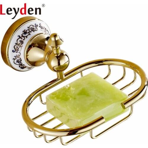 Leyden Gold/ Oil Rubbed Bronze Wall Mounted Soap Holder Black/ Gold Brass Soap Dishes Ceramic Soap Dish Bathroom Accessories