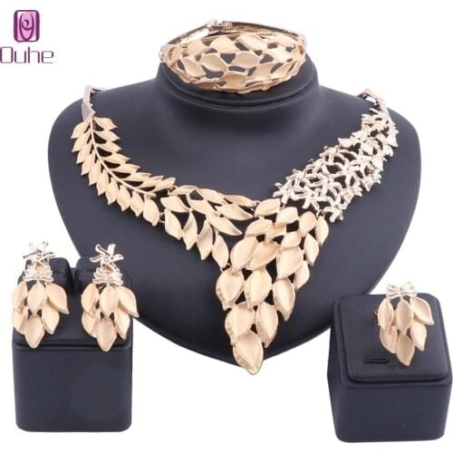 Nigerian Wedding Woman Accessories Jewelry set Italian Jewelry sets For woman Dubai gold color Necklace Earring Bangle Ring