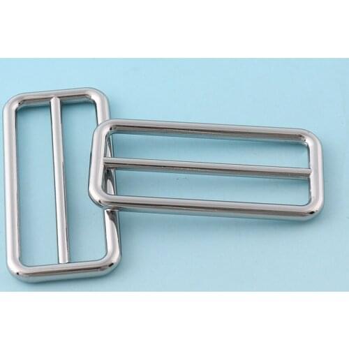 Nickle plated Release Belt Buckles Adjuster Buckle 40mm Tri Bar Buckles Strap Slider Fastener Bag Hardware rectangle buckles