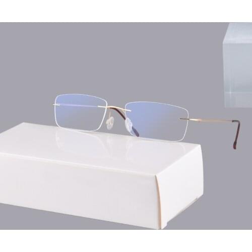 SHINU titanium frame rimless reading glasses women Bifocal or progressive MR-7 resin lens blue rays blocking customized TI025