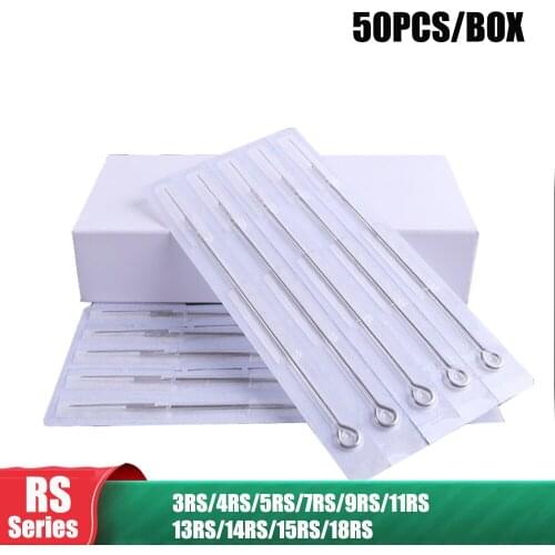 Wholesale 50PCS/Box Disposable Tattoo Needles Sterilized 3/4/5/7/9 RS Round Shader Microblading Permanent Tattoo Needles