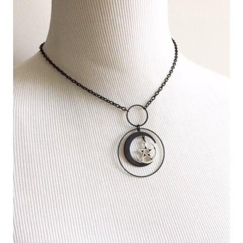 Witch Moon Pendant Necklace Gothic Witchy Pagan Wiccan Gift