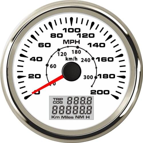 SAMDO 85mm 7 Color Backlight GPS Speedometer Gauges 0-200 MPH 0-300 Kmh GPS Speed Odometers Speed Indicators For Marine Boat
