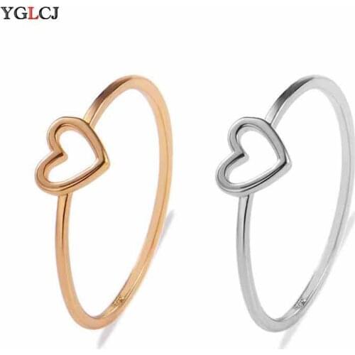 YGLCJ Korean Fashion Ladies Heart-Shaped Ring Temperament Simple Woman Jewelry Ladies Engagement Ring Jewelry Fashion Gifts