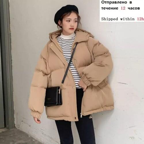 Winter Warm Short Jacket Hooded Down Cotton Jacket Parka Casual Loose Padded Winter Coats
