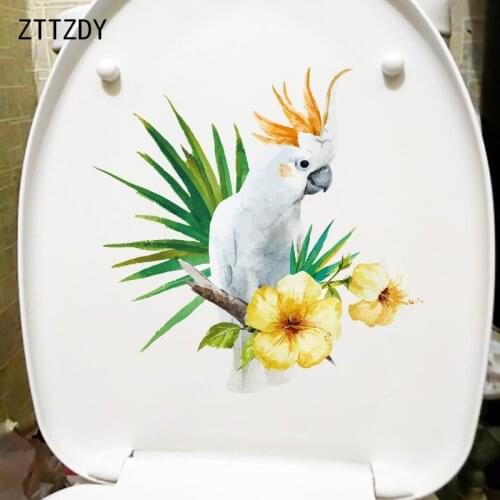 ZTTZDY 24.5CM×24.2CM White Parrot Cartoon Wall Sticker Home Kids Room Decoration WC Toilet Decal T2-1011
