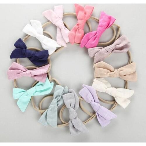 1pcs Bebe Headdress Girls Nylon Headbands Line Fabric Bowknot Headwraps Girls Hair accessories High Elastic Headwear