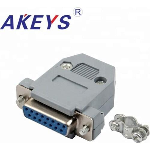 10 PCS VGA Interface DB15 Pin Double Row Blue Core Female VGA Adapter Interface Gray Plastic Shell
