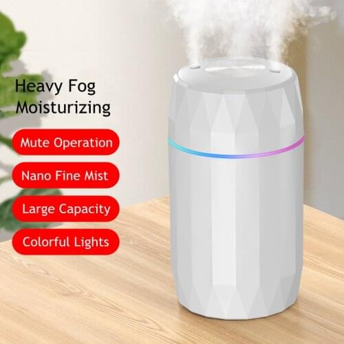 1200ML USB Home Air Humidifier Double Nozzle Mist Maker Essential Oil Aroma Diffuser with LED Lights Ultrasonic Humidificador