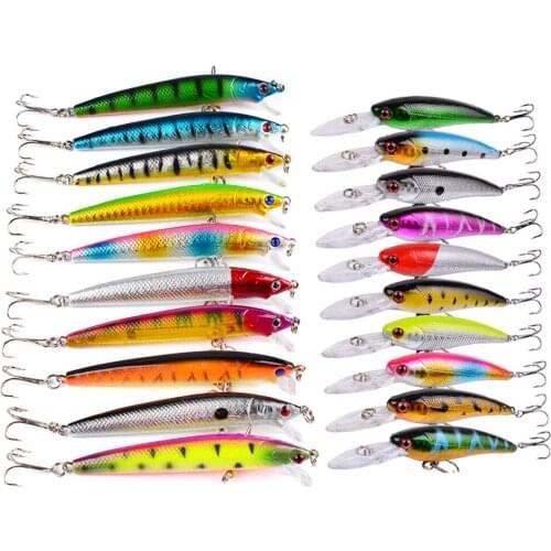 20pcs Mixed Set Minnow Hard Fishing Bait Floating Wobbler vibrating whopper Crankbait Trout baits Fishing tackle pesca