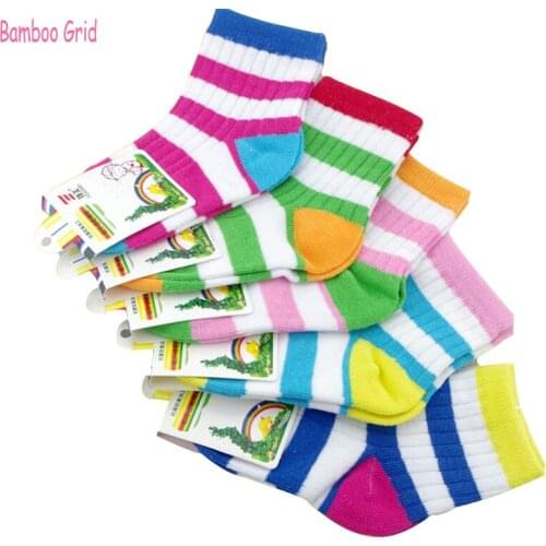 5 Pairs / Lot Girls Socks Autumn And Winter New Children Socks 100% Cotton Rainbow Colors 1-11 Year Kids Socks