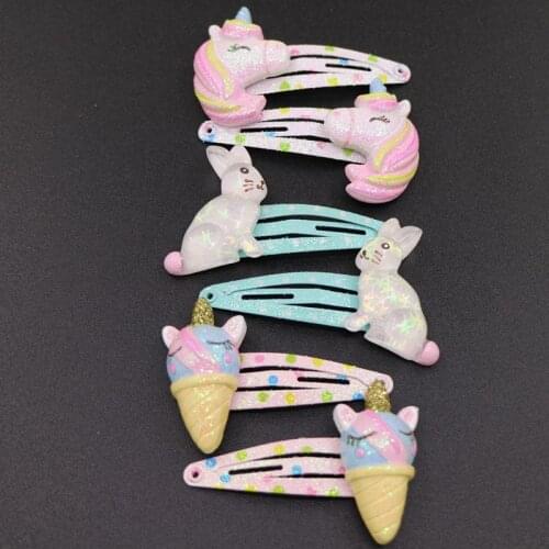 6PCS New Pony Rabbit BB Clips Cute Kids Hairpins Baby Hair Clips Headdress Cartoon Girls Hair Accessories Children Headwear