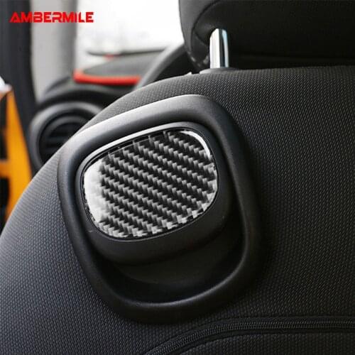 AMBERMILE 2PCS Carbon Fiber for Mini Cooper F55 F56 Accessories Car Interior Trim Seat Handle Sticker Cover Decals Car Styling