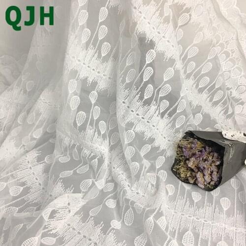 White Bilateral Feather Embroidery Water Soluble Tulle African Lace Fabric 450cm*130cm Soft Summer Dress DIY Material Cloth