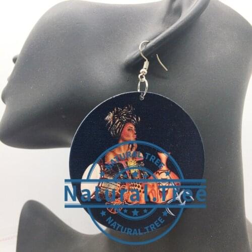 Free Shipping! African American Woman Wooden Earrings