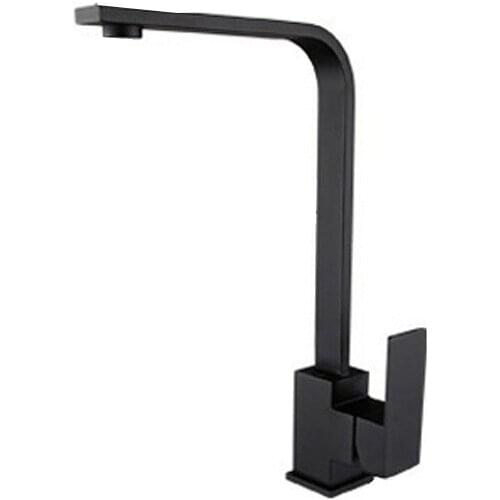 Black Square Faucet Kitchen Dish Basin Faucet European-style Paint Hot and Cold Rotatable Sink Faucet