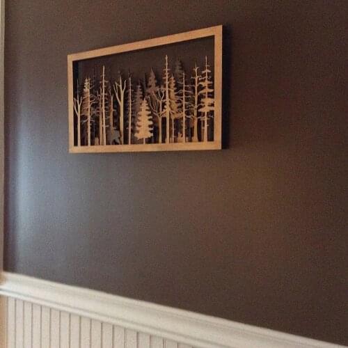 Wooden Wall Art Pictures Home Living Room Dining Room Wall Hanging Forest Scene Decoration Scene Painting Room Decor 2021