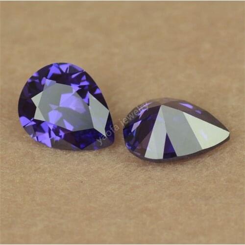 Hot Sale 2*3~13*18mm Pear Shape Cut Synthetic Purple Gems Middle Color Violet Blue Loose CZ Cubic Zircon Stone For Pendant DIY