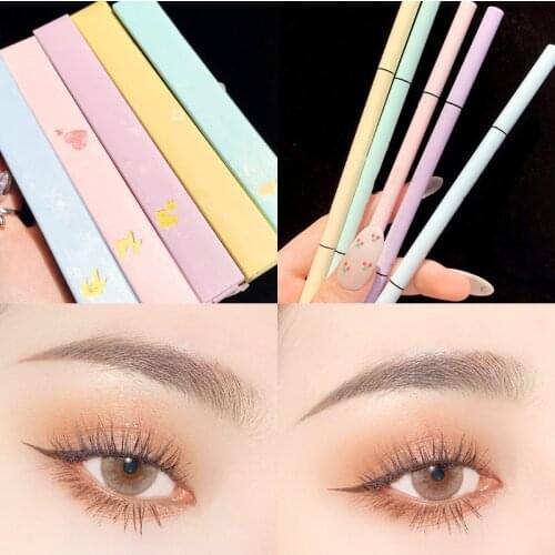 1pcs Slim Eyebrow Pencil with Brush Brown Coffee Color Long Lasting Waterproof Cute Yellow Blue Appearance Eyebrow Pen