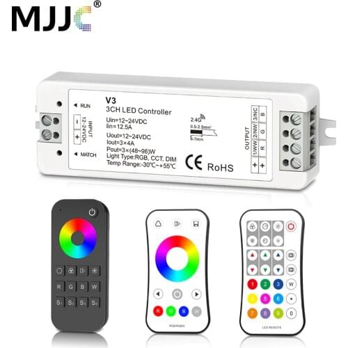 MJJC RGB RGBW LED Strip Controller RF 12v 24v 2.4G Wireless RGBW Remote Controller 12 volt 5 Years Warranty